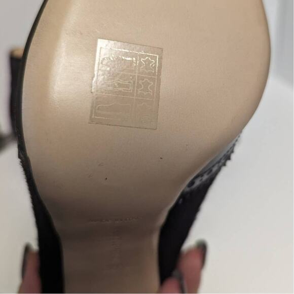 Marion Parke Miki Black Ankle Boot Stiletto Lace Suede Calf Hair Oxford 38.5 - Picture 12 of 13